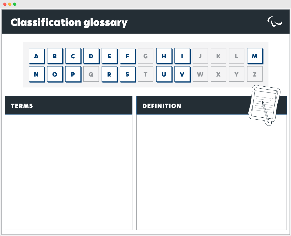 Classification glossary screenshot